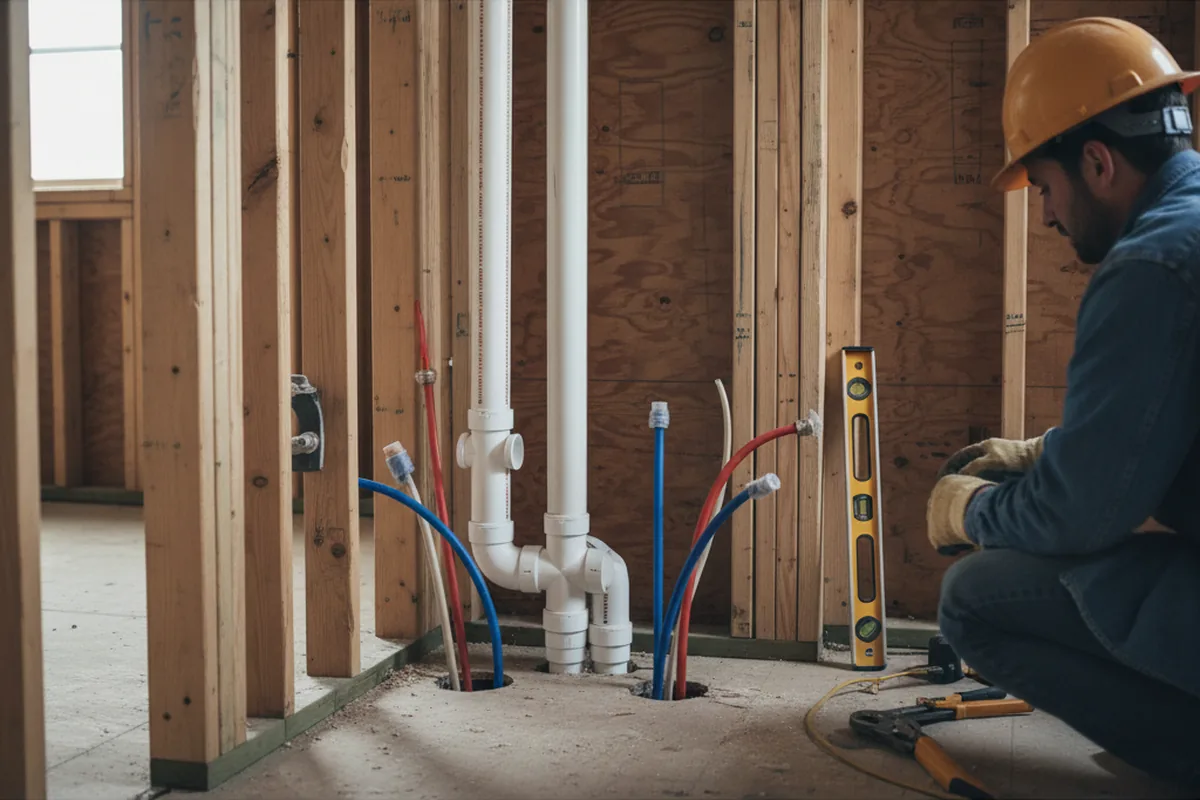 Drain and supply rough-in during Drain Cleaning in Stilwell